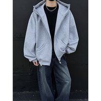 Men’s Fashion Hooded Zip-Up Sweatshirt Casual Streetwear Pullover Jacket With Pockets (Black, Gray) – Loose Fit Cotton Blend Comfortable Urban Style