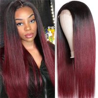 1B/99J Straight Wigs Human Hair Burgundy 13x4 Lace Front 18Inch Wigs For Black Women Pre Plucked