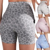 yoga printed pocket shorts high waist high elastic fitness training yoga pants leggings running pants