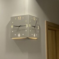 Dual Face Silent Wall Clock Modern Metal Corner Clock Optional Motion Sensor Light Battery Powered Minimalist Home & Office Decor