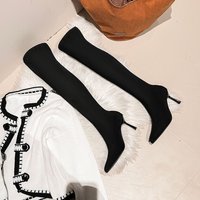 New autumn and winter high boots elastic stiletto heels pointed long boots