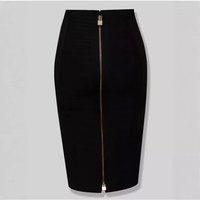 Women's High Waist Bodycon Bandage Skirt With Dual Zipper - Stretchy Sexy Pencil Mini Skirt For Night Out & Party (Black/Red/White/Green, S/M/L)