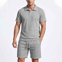 3D Printed Two Piece Set Summer Casual Polo Shirt Short Sleeve T Shirt Ensemble Polyester Micro Elastic Basic Style