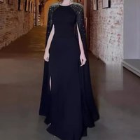 Elegant Embellished Evening Gown Long Sleeves & High Neckline – Perfect Weddings & Special Occasions