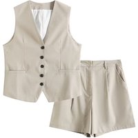 Clothing casual vest suit linen blended loose vest + shorts suit