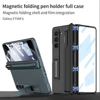 Magnetic Bracket Pen Holder Phone Case For Samsung Galaxy Z Fold 5 5G Case Camera Screen Protection Cover Shockproof