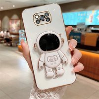 Phone Case On Xiaomi mi poco X3 Pro Plating Astronaut Fold Phone Holder Soft TPU Back Cover POCO X3 NFC pro FX3GT PO