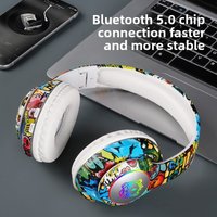 Hot-Selling Chinese Trend Graffiti Children's Wireless Bluetooth Headphones Over-Ear Noise Cancelling Full Earphone