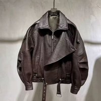 Vintage Pu Leather Jacket – Retro Biker Style Metal Accents & Windproof Design – Sizes M