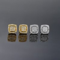 Classic Square Hollow Zircon Stud Earrings Fashion Personality Hip hop Ear Jewelry