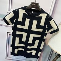 Short Sleeved Slim Fit Plus Striped Autumn Winter Knitted Elastic Sweater Handsome Half Cut Sleeve