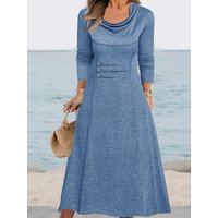 solid neckline swing long dress