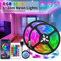 5050 RGB LED Strip Lights 12 LEDs/m With IR Bluetooth Remote Control, 5V TV Backlight, Self-Adhesive, 16-18lm Per LED, 120° Beam Angle, CE Certified