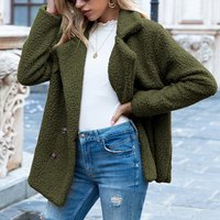 Autumn Winter Button Fur Coat Lapel Loose Fleece Sweater