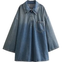 Clothing Simple Fashion All Match Style Lapel Loose Denim Dress