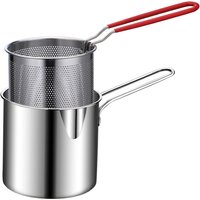 Stainless Steel Deep Frying Pot Tempura French Fries Fryer With Strainer Chicken Fried Pans Kitchen Cooking Tool