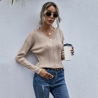 Twisted V neck knitted forest sweater womenwomens clothing