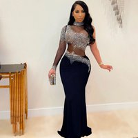 Women's diamond mesh slim dress nightclub dress