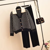 Women's suit autumn and winter new style two-piece set, fashionable age-reducing wide-leg pants, small people look taller and slimmer