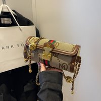 Women's Trendy Chain Retro New Fashion Niche Print Single Shoulder Cylinder Light Luxury Underarm Crossbody Bag