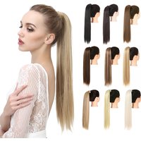 Velcro Horsetail Realistic Matte Silk Long Straight Wig Horsetail Women’s Velcro Wrap Wig Straight Hair