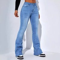 Clothing High Waist Straight Jeans Slim Fit Slim Elastic Flared Pants