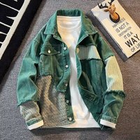 Men's Vintage Denim Jacket – Oversized Distressed Coat With Patchwork, Retro Workwear Style, High-Street Layering Essential