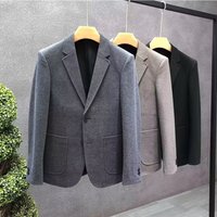 Men's Slim-Fit Wool-Blend Blazer – Autumn/Winter Coat (Black/Grey/Brown, Premium Textured Finish)