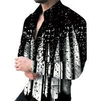 Digital Printed Floral Casual Slim Long Sleeve Lapel Cardigan Shirt