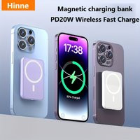 1pc 5000/10000mAh Mobile Power Bank, PD20W Super Fast Charge, Magnetic Suction Wireless Charging Bank, Portable Phone