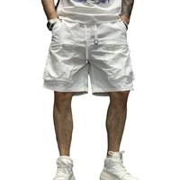 Trendy Workwear Big Pocket Shorts With Zipper Design, American High-end Five Part Pants, Trendy Loose And Versatile