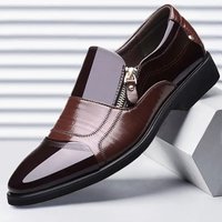 Cost performance Spring Oxford Business Leather Soft Casual Breathable Loafers Flats Zip Shoes Slip on Driving Shoe