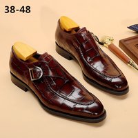 Aofu Footwear 2025 Autumn Leather Mengke Square Head Buckle Trendy Shoes