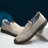 Cloth Linen 2025 Spring Leisure Lightweight Cow Muscle Soft Sole Online Driving And Walking Breathable Men’s Shoes