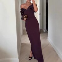 Women’s Clothing Solid Color Satin Panel Dress Elegant Contrast Seamless Bodycon Midi Dress For Evening Occasions