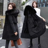 Winter Parka Coat Fur Hood Long Padded Jacket Thick Warm Outerwear Cold Weather