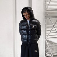 Clothing Retro American Dr. Bear Winter Hooded Puffer Jacket Thickened Polyester Warm Coat Streetwear Style