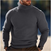  Striped High Neck Knit Sweater – Slim Fit Acrylic Blend Pullover Ribbed Hem 