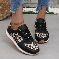 Hot Sale Sneaker 2023 Autumn Winter Comfort Soft Sneakers Lace up Leopord Flats Outdoor Shoes
