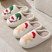 Christmas deer gingerbread man Christmas slippers Winter indoor warm home smiley cotton slippers