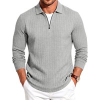 2026 American Autumn Men's Snake Bone Pattern Texture Elastic Knitting Half-open Lapel Casual Extreme Style Long-sleeved Sweater