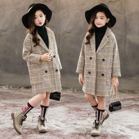Baby clothing Children's tweed coat medium long girl trend