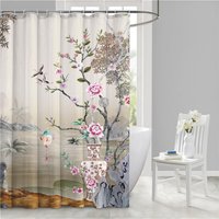 Vio cross border simple waterproof shower curtain 3D digital shower curtain fabric bathroom partition curtain foreign trade cross border