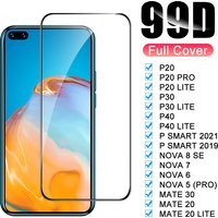 Full Cover Tempered Glass Huawei Nova 8 7 6 Se 5 4 P20 Pro P30 P40 Mate 30 20 Lite Screen Protector P Smart 2021