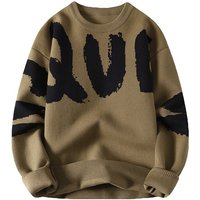 Ropa de hombre, suéter para hombre, otoño-invierno, suéter grueso para hombre, tendencia para hombre, prendas de punto con letras grandes para hombre
