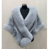Women's Clothing Luxury Faux Fur Shawl Cape - Elegant Winter Wrap With Fox Fur Design, Oversized Evening Cloak For Women