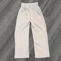 Harajuku Loose Double Waisted Men's Sweatpants Y2K American Solid Color Letter Embroidery Casual Pants Hip Hop Drawstring Waist Jogger Male