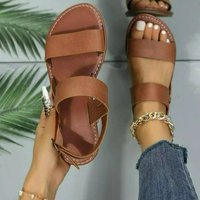 Roman summer fashionable comfortable external wear. ankle strap round toe flat sole sandals