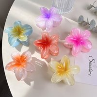 holiday style candy flower net red plumeria clip beach seaside gradient hairpin back of the head shark clip