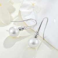 Classic S925 sterling silver geometric pearl earrings